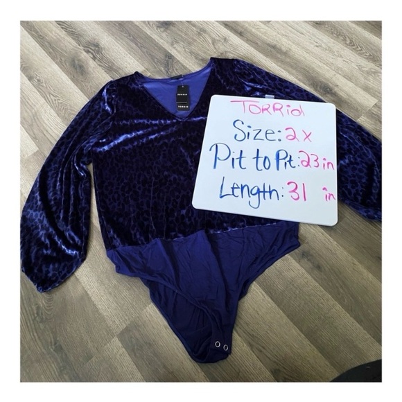 TORRID Blue Velvet Animal Print Bodysuit - Picture 8 of 8